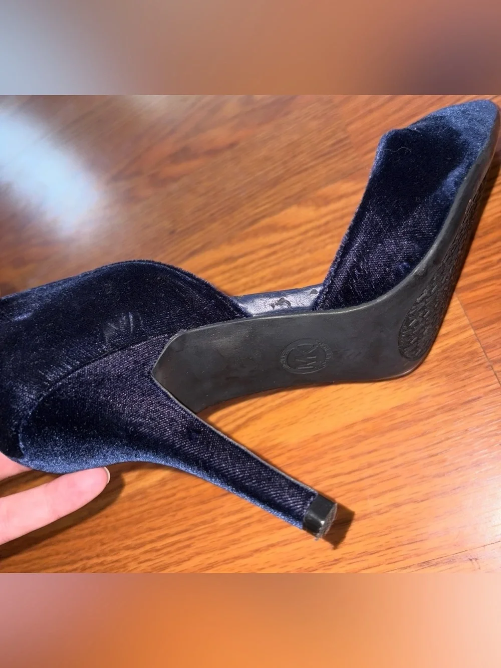 Michael Kors Blue Velvet Women's heels with Cutout Detail